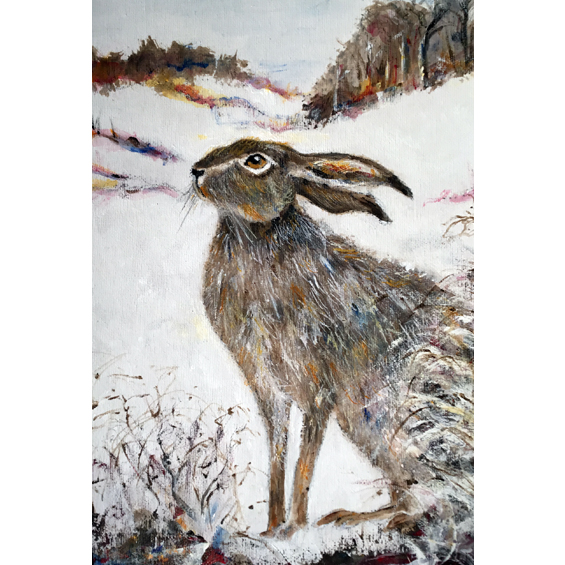 Hare in Snow (Acrylic)