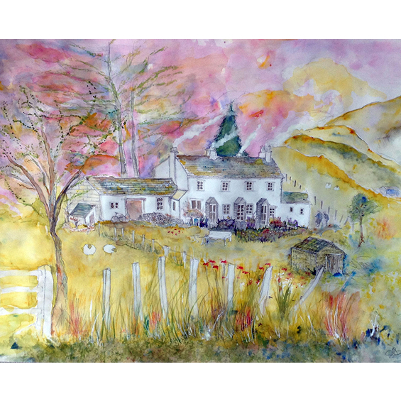 Skelwith Bridge Cottages - after Tony Lees (Watercolour)