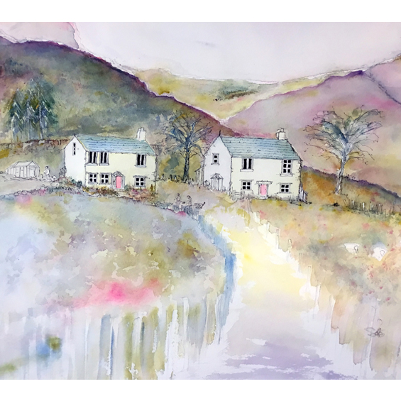 Two Lakeland Cottages (watercolour)